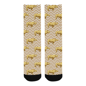 Rhino yellow theme pattern Crew Socks