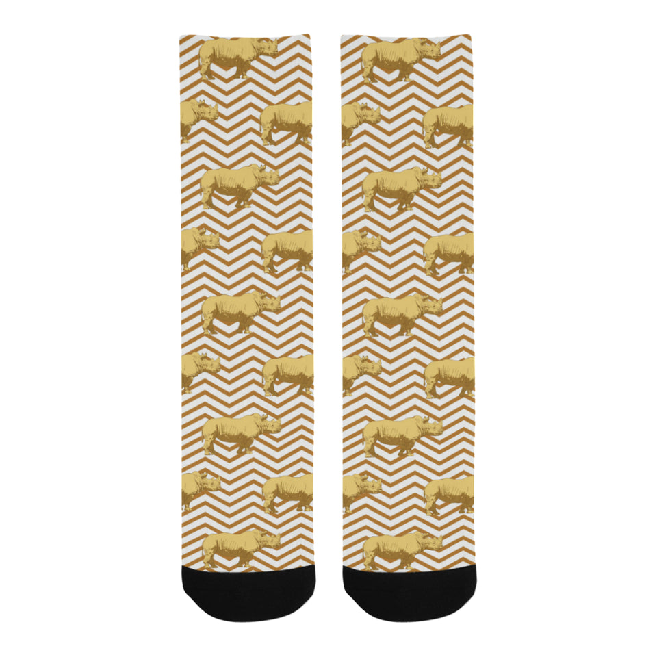Rhino yellow theme pattern Crew Socks
