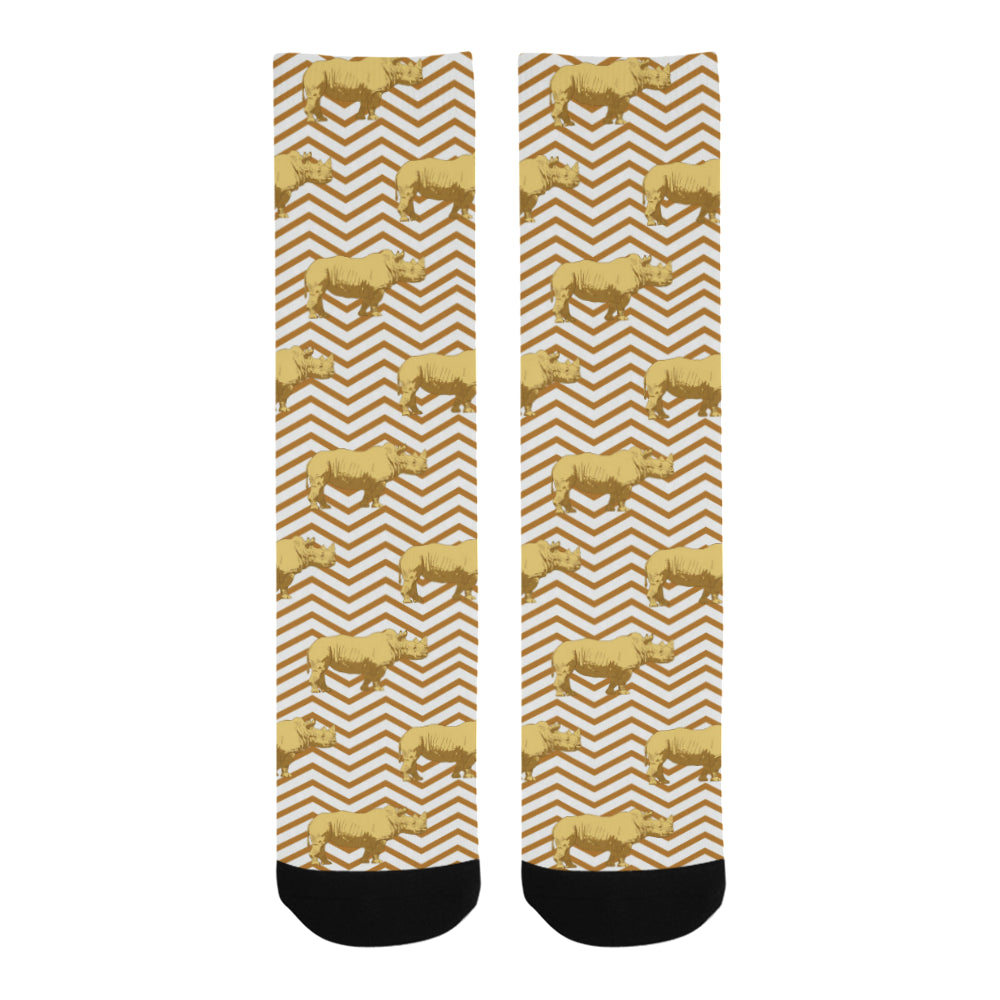 Rhino yellow theme pattern Crew Socks