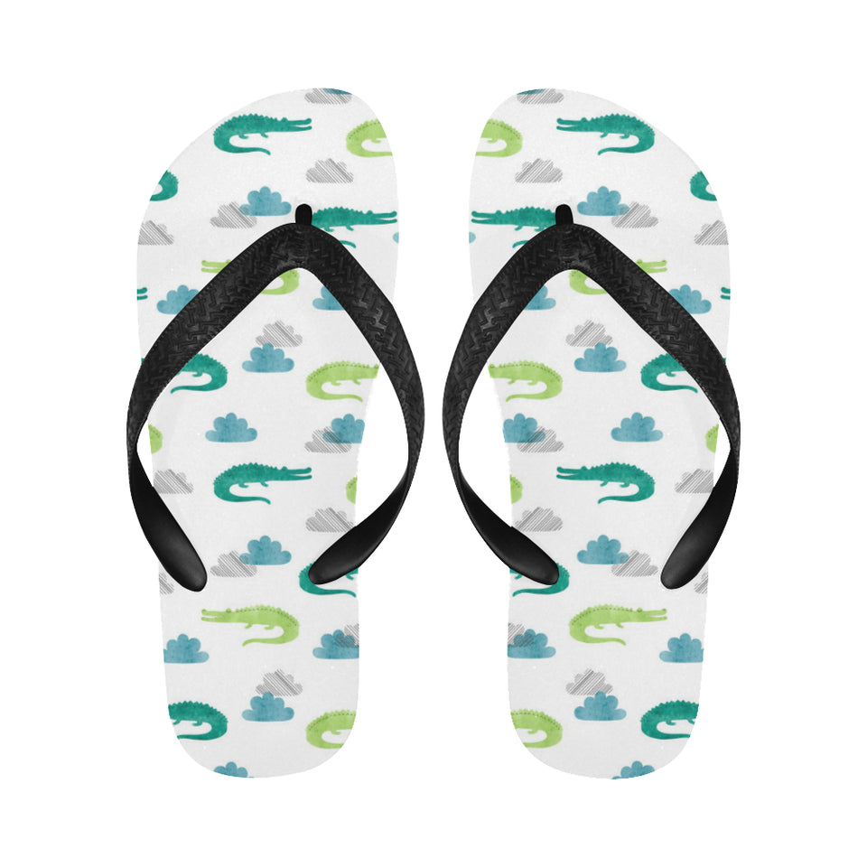 watercolor crocodile pattern Unisex Flip Flops