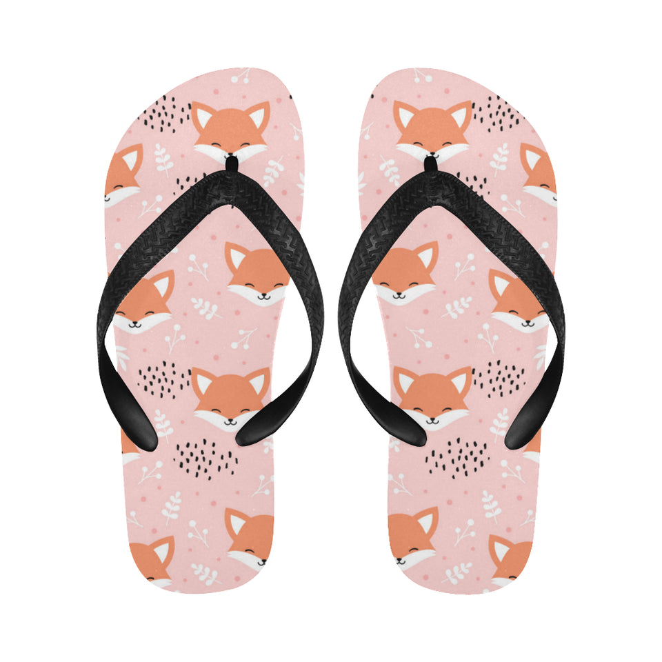 Cute fox pattern pink background Unisex Flip Flops