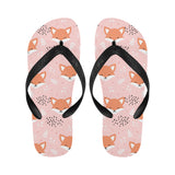Cute fox pattern pink background Unisex Flip Flops