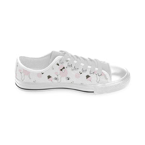 Poodle dog rose cake pattern Men's Low Top Shoes White