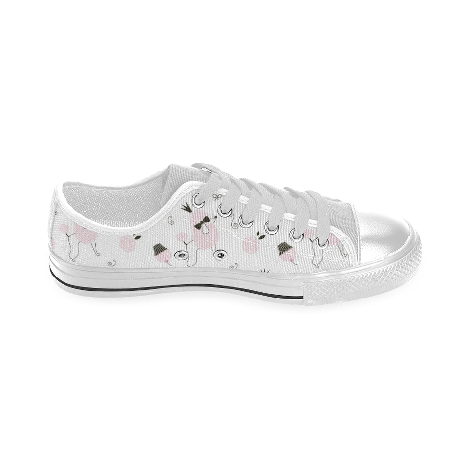 Poodle dog rose cake pattern Men's Low Top Shoes White
