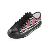 Watercolor paint textured watermelon pieces Women's Low Top Canvas Shoes Black