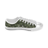Digital Green camouflage pattern Men's Low Top Shoes White