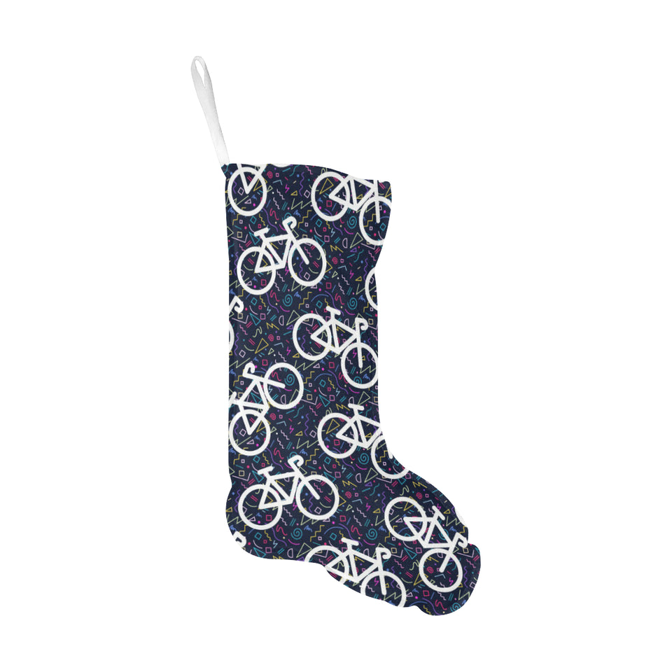 Bicycle Pattern Print Design 03 Christmas Stocking