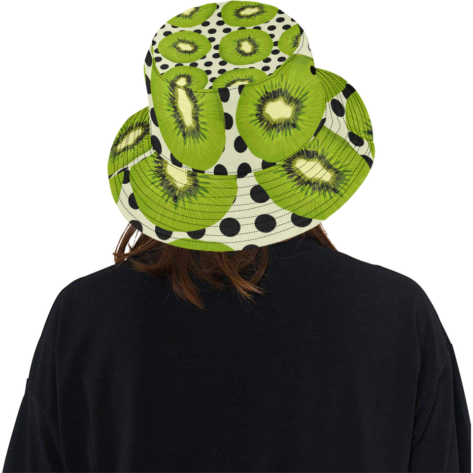 kiwi black dot background Unisex Bucket Hat