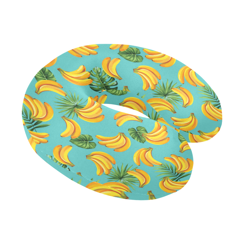 Banana Palm Leaves pattern background U-Shaped Travel Neck Pillow