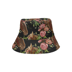 Horse head wild roses pattern Unisex Bucket Hat