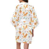 cute tribal fox pattern Women's Short Kimono Robe