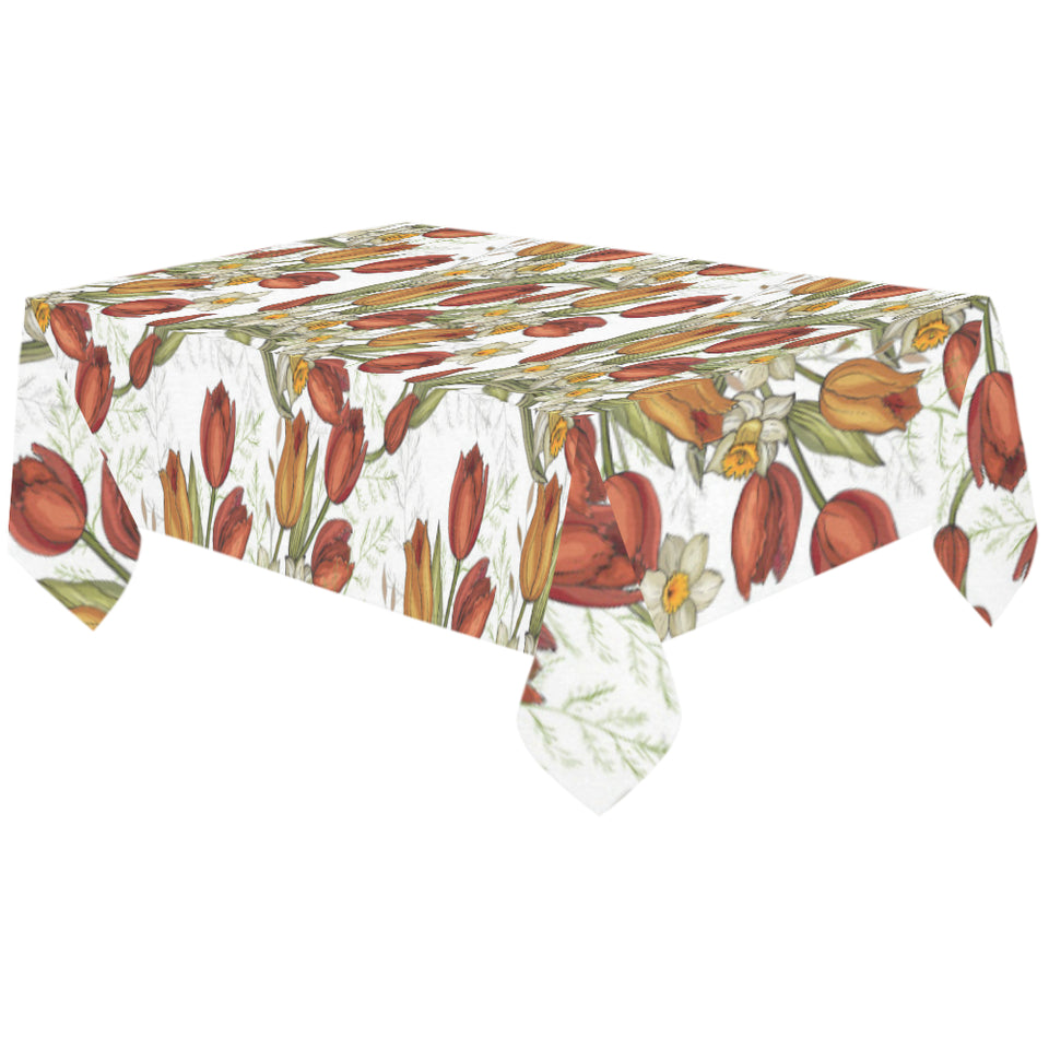 Red tulips and daffodils pattern Tablecloth