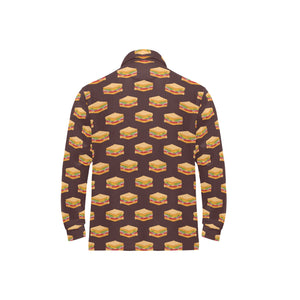 Sandwich Pattern Print Design 04 Men's Long Sleeve Polo Shirt