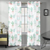Pastel color cactus pattern Gauze Curtain