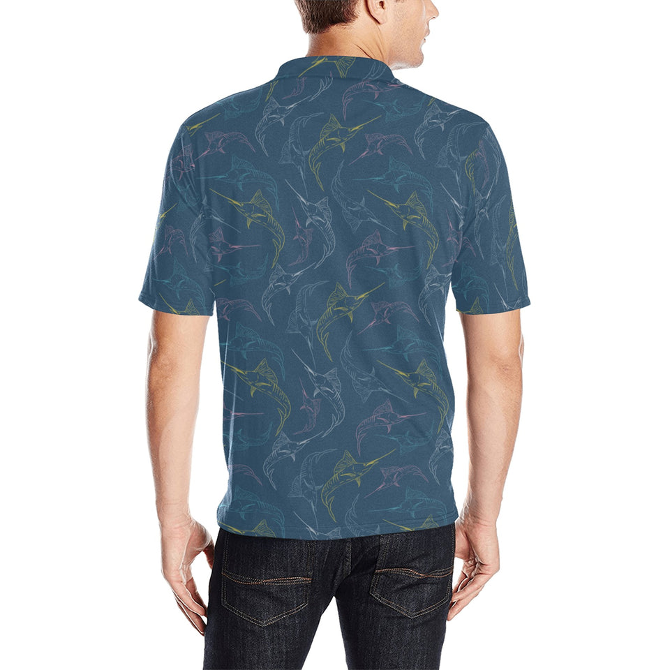 Swordfish Pattern Print Design 02 Men's All Over Print Polo Shirt