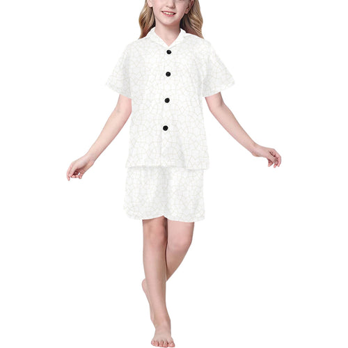 arabic white pattern Kids' Boys' Girls' V-Neck Short Pajama Set