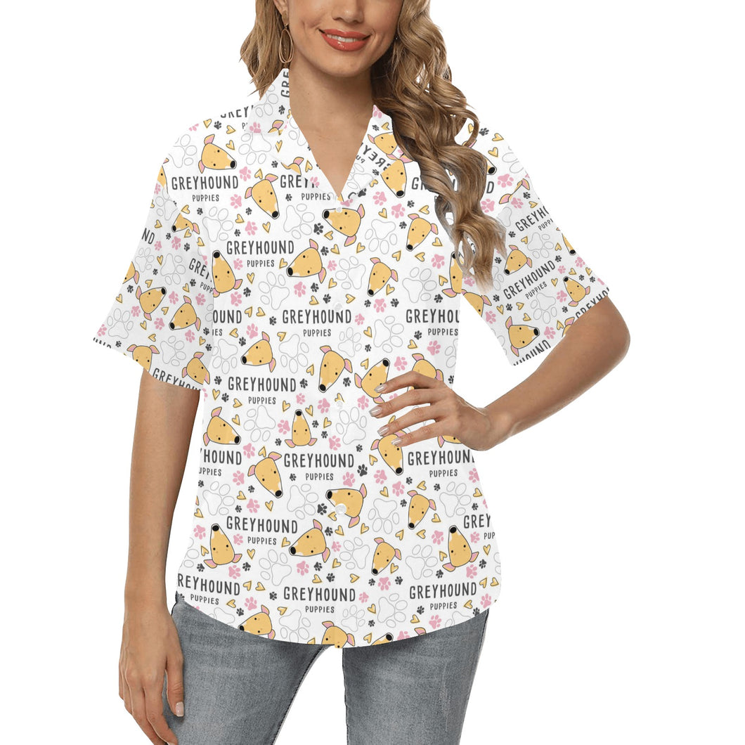 Greyhound Pattern Print Design 03 Women's All Over Print Hawaiian Shirt