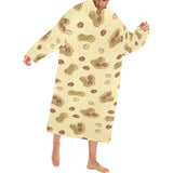peanuts design pattern Blanket Robe with Sleeves