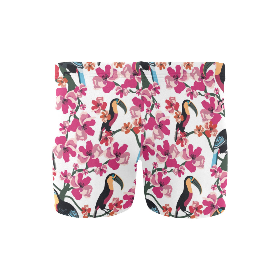 Toucan flower design pattern Men's Swimming Trunks