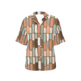 Wood Printed Pattern Print Design 02 Women's All Over Print Hawaiian Shirt