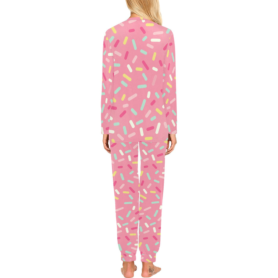 Pink donut glaze candy pattern Women's All Over Print Pajama Set