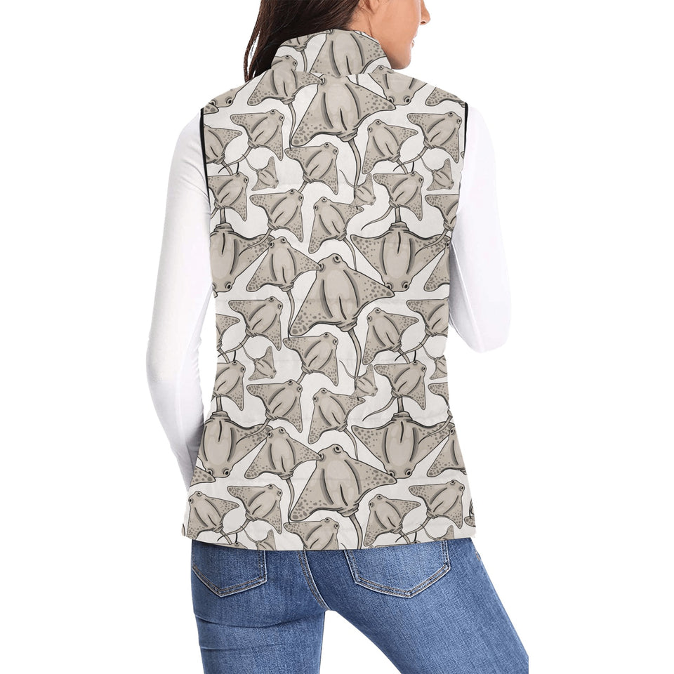 Stingray Pattern Print Design 05 Women's Padded Vest