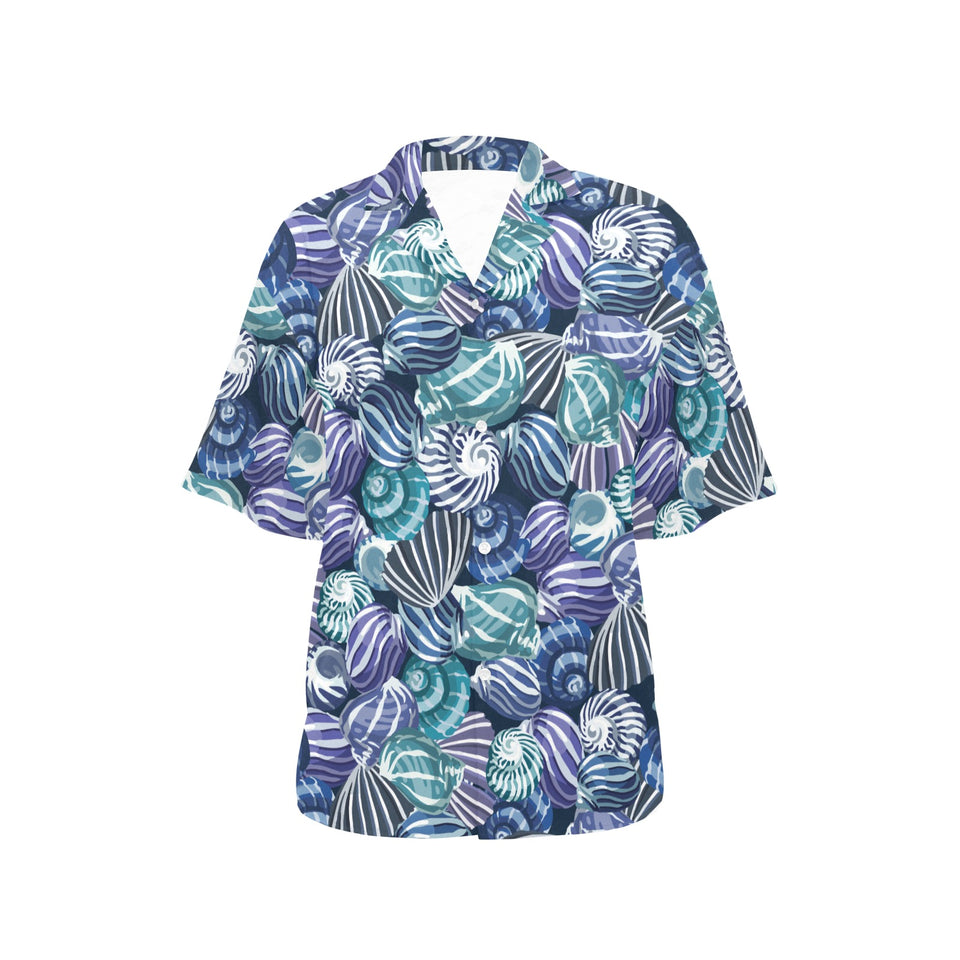 Shell design pattern Women's All Over Print Hawaiian Shirt