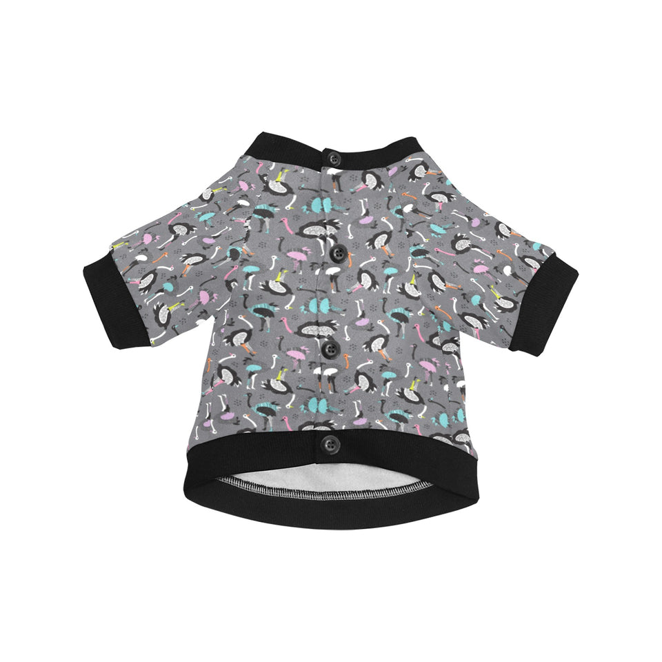 Ostrich Pattern Print Design 01 All Over Print Pet Dog Round Neck Fuzzy Shirt