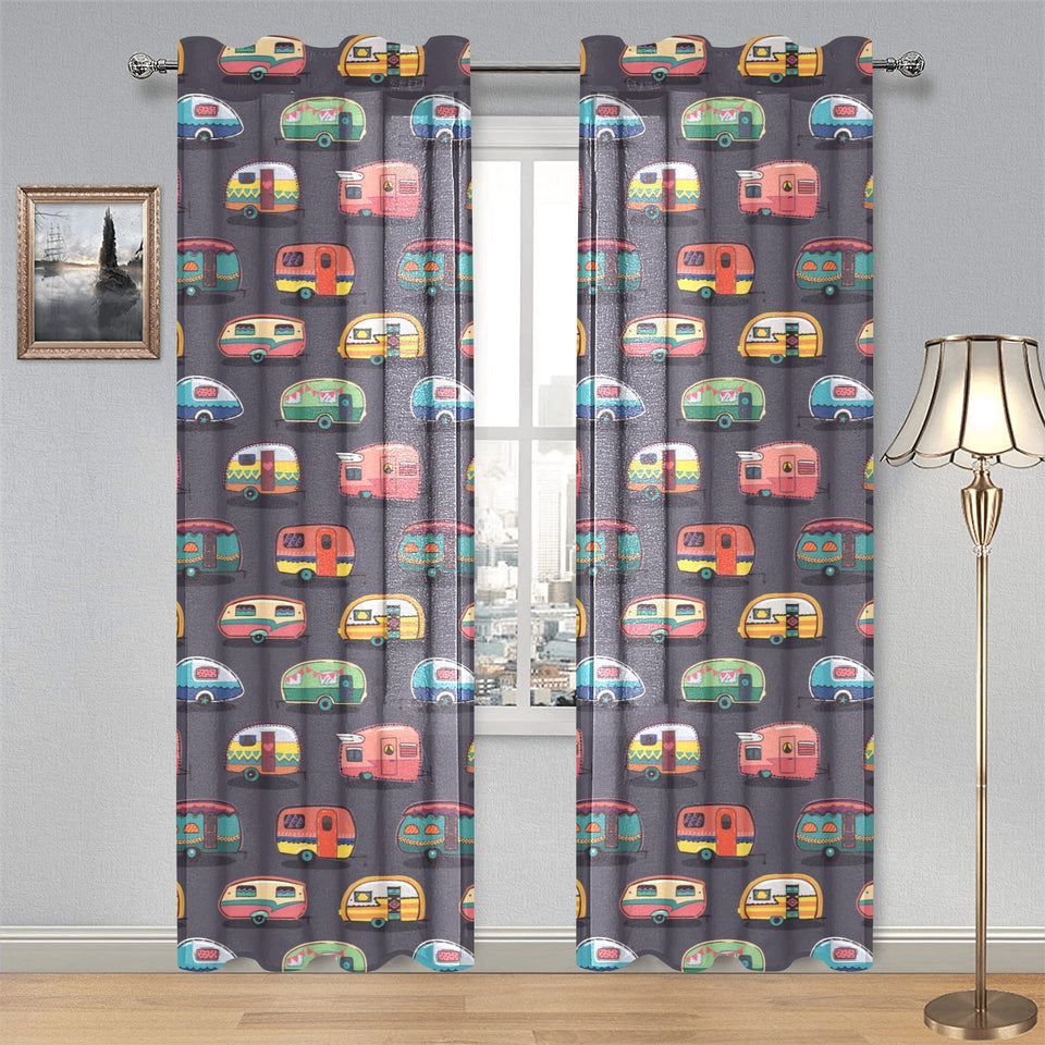 Camper Van Pattern Print Design 02 Gauze Curtain