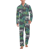 white bengal tigers tropical plant Men's Long Pajama Set