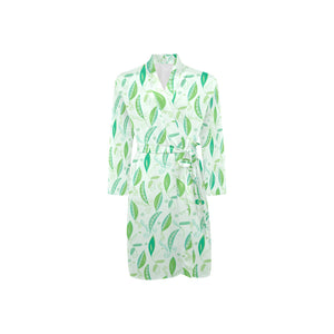 Green Peas Pattern Print Design 01 Men's Long Sleeve Belted Night Robe