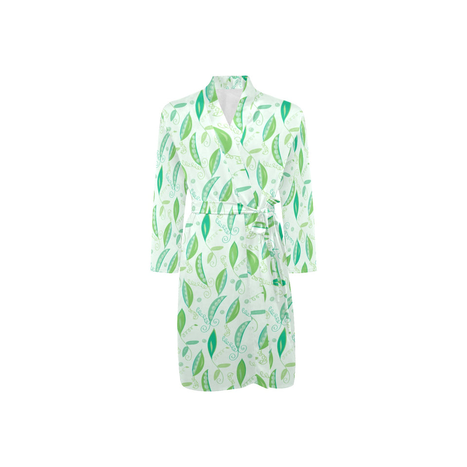 Green Peas Pattern Print Design 01 Men's Long Sleeve Belted Night Robe