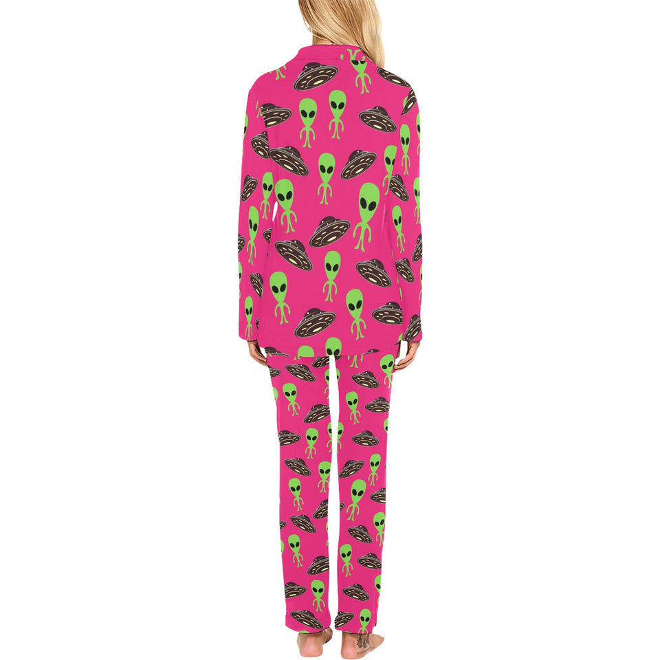 Alien Pattern Print Design 03 Women's Long Pajama Set
