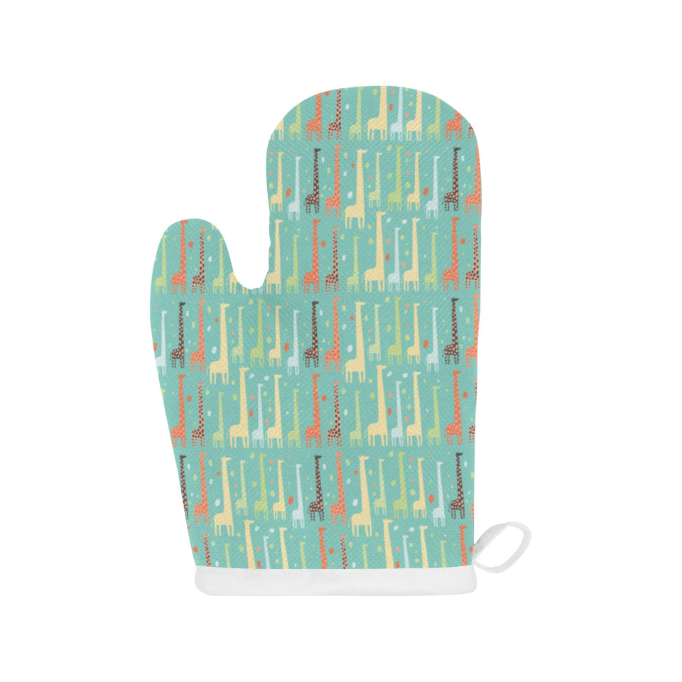 Giraffe Pattern Print Design 01 Heat Resistant Oven Mitts