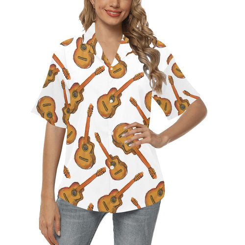 Paint Guitar Pattern Women's All Over Print Hawaiian Shirt