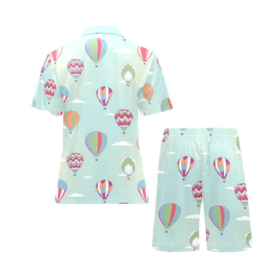 Hot Air Balloon design Pattern Men's V-Neck Short Pajama Set