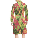 Cool Geometric lime pattern Men's Long Sleeve Belted Night Robe