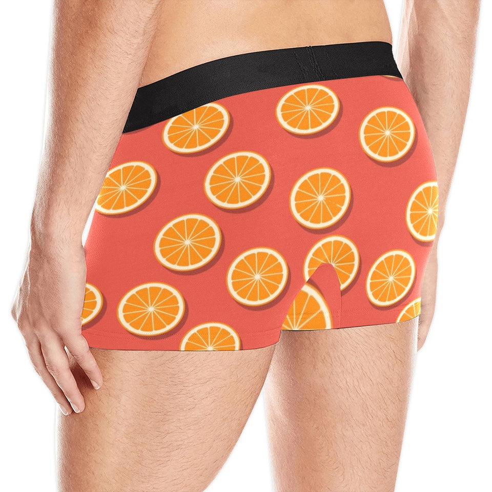 Oranges pattern red background Men's All Over Print Boxer Briefs Men's Underwear