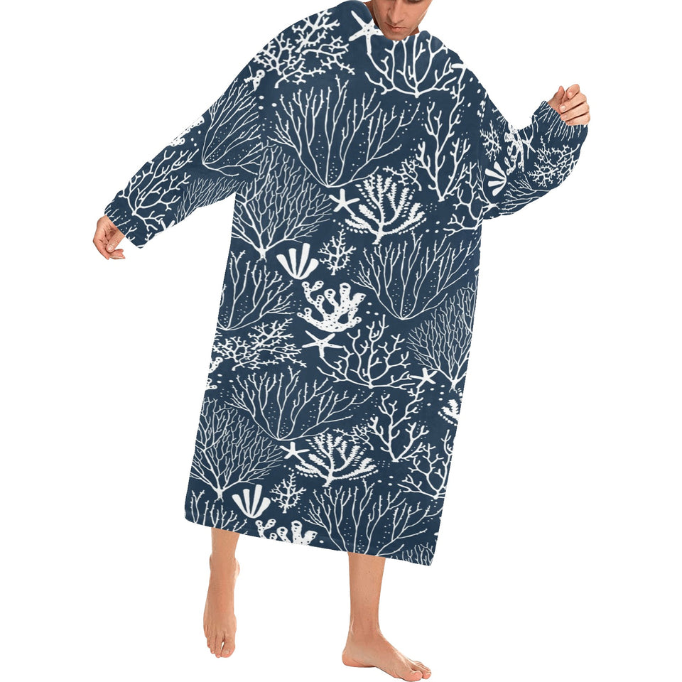 Coral Reef Pattern Print Design 05 Blanket Robe with Sleeves