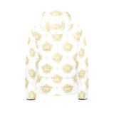 Gold Ornamental lotue waterlily symbol pattern Kids' Boys' Girls' Padded Hooded Jacket