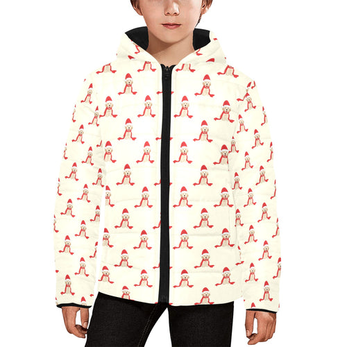 Golden Retriever Pattern Print Design 01 Kids' Boys' Girls' Padded Hooded Jacket