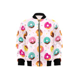 Donut pattern glaze pink background Kids' Boys' Girls' Bomber Jacket