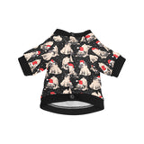 Christmas Pugs Santa_s red cap pattern All Over Print Pet Dog Round Neck Fuzzy Shirt