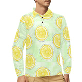 slice of lemon pattern Men's Long Sleeve Polo Shirt