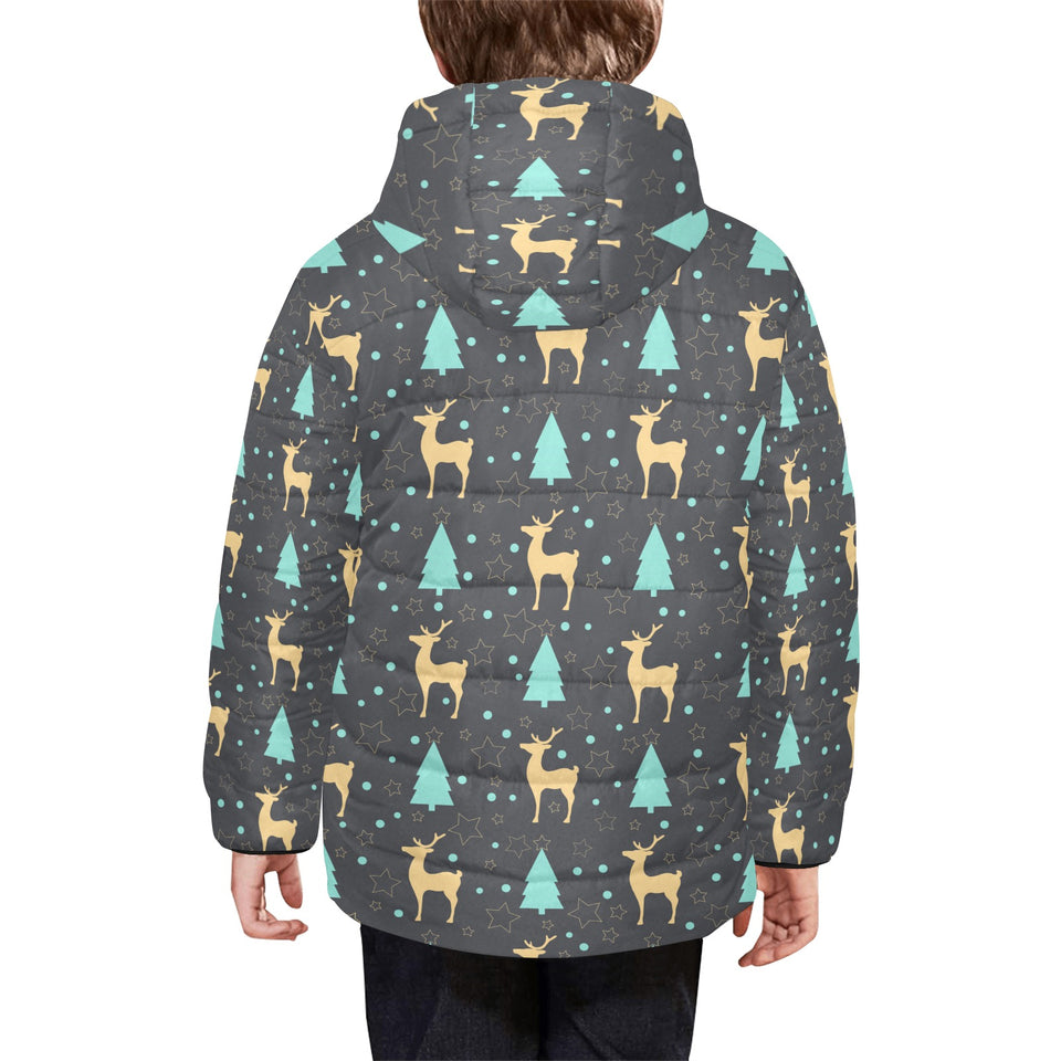Deers star tree pattern Kids' Boys' Girls' Padded Hooded Jacket