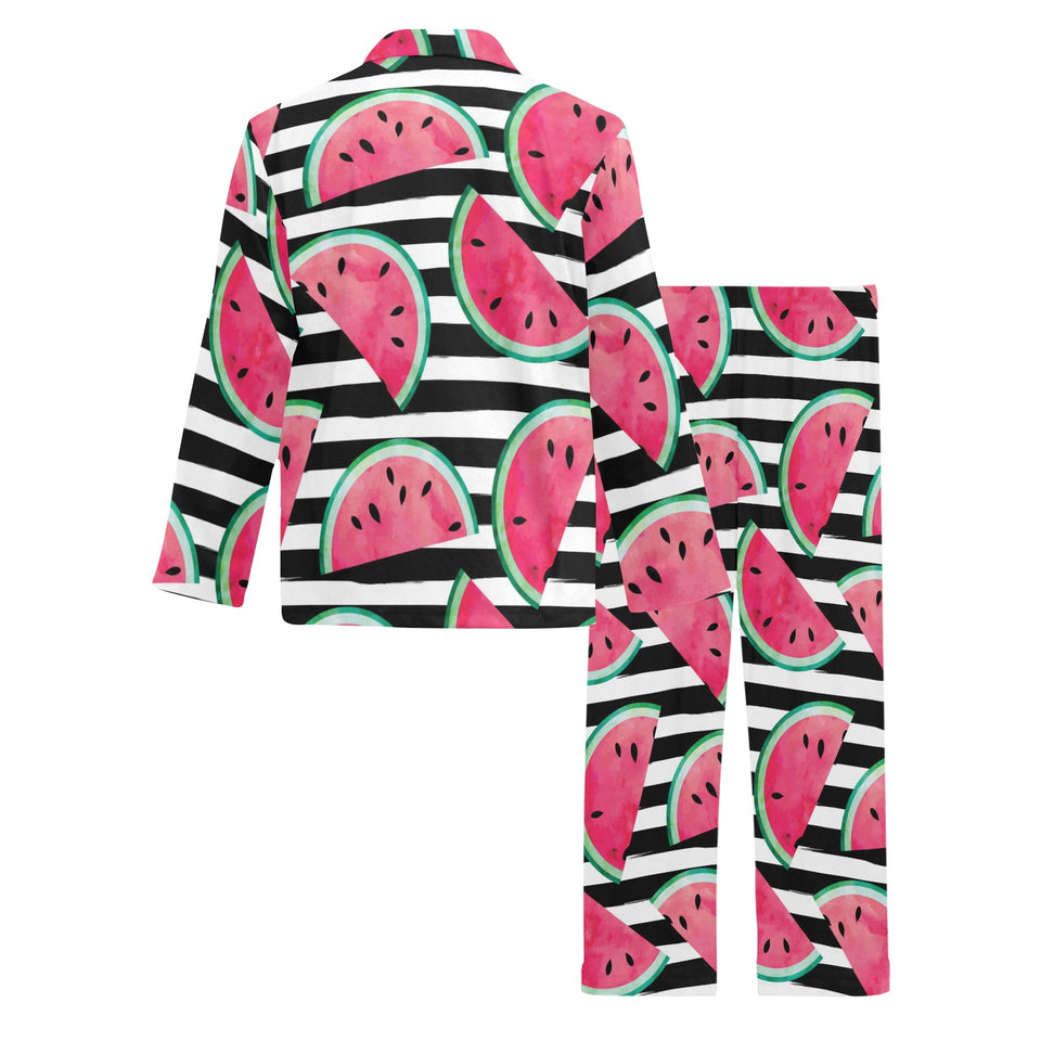 Watercolor paint textured watermelon pieces Men's Long Pajama Set