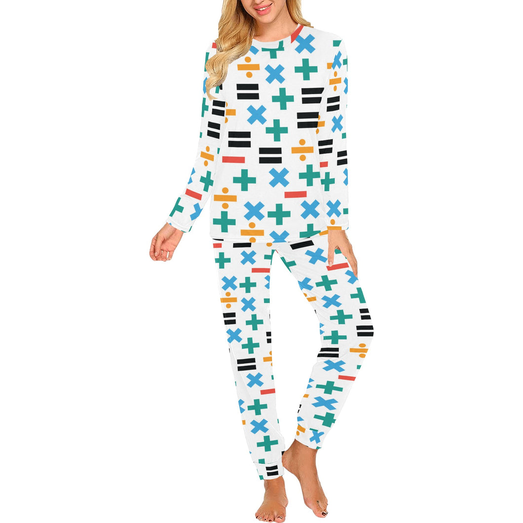 Math Pattern Print Design 05 Women's All Over Print Pajama Set