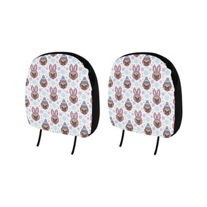 Cute pug hat rabbit costume pattern Car Headrest Cover