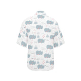 cute rhino heart pattern Women's All Over Print Hawaiian Shirt