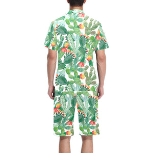 Cactus design pattern copy Men's V-Neck Short Pajama Set